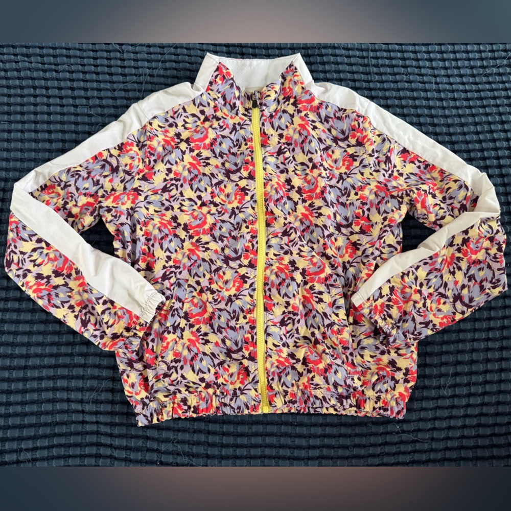 Zella Girl Kids Floral zip up lightweight active jacket, size large 10/12
